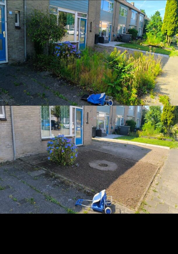 Voortuin opgeknapt – voor en na, Tuinwerk Denys